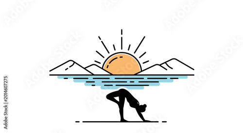 Foto Woman doing downward facing dog yoga.