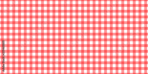 Checkered picnic plaid texture. Gingham or vichy pattern. Tablecloth, blanket, basket napkin or towel print. Italian pizzeria background. Wrapping paper or textile design. Vector illustration.
