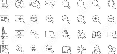 Fotografie Search icon set