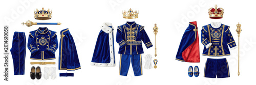 Bild auf Leinwand Royal Blue King Costume Prince Outfit With Crown Cape Majestic Historical Fairyt