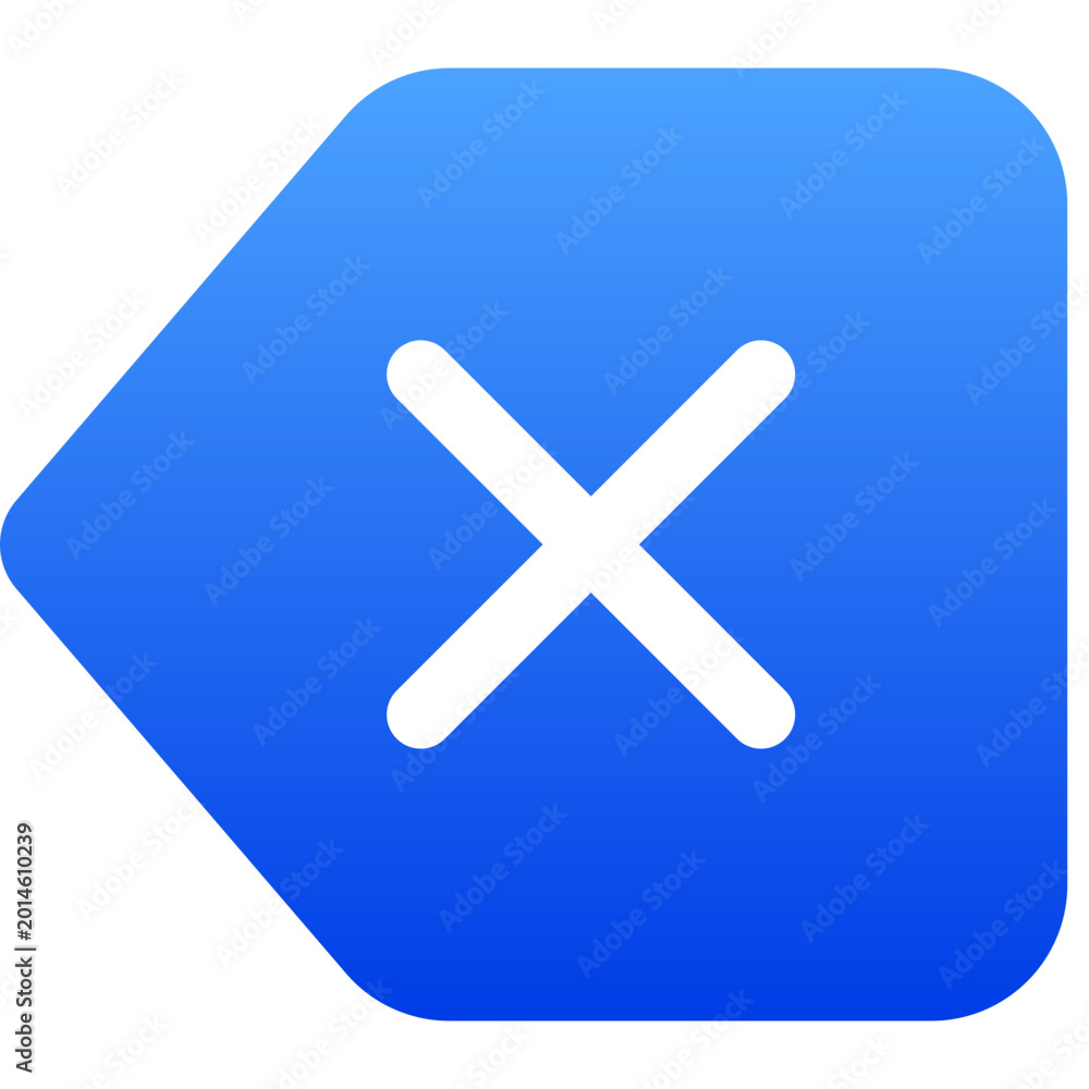 Obraz premium Geometric Blue Backspace Delete Key Symbol For Mobile App Interface