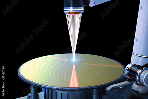 Photos EUV lithography systems for semiconductor manufacturing isolated on black