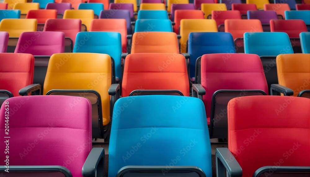 Fototapeta premium Rows of colorful chairs.