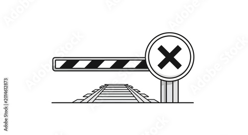 Fotografie Railway crossing gate with red sign.