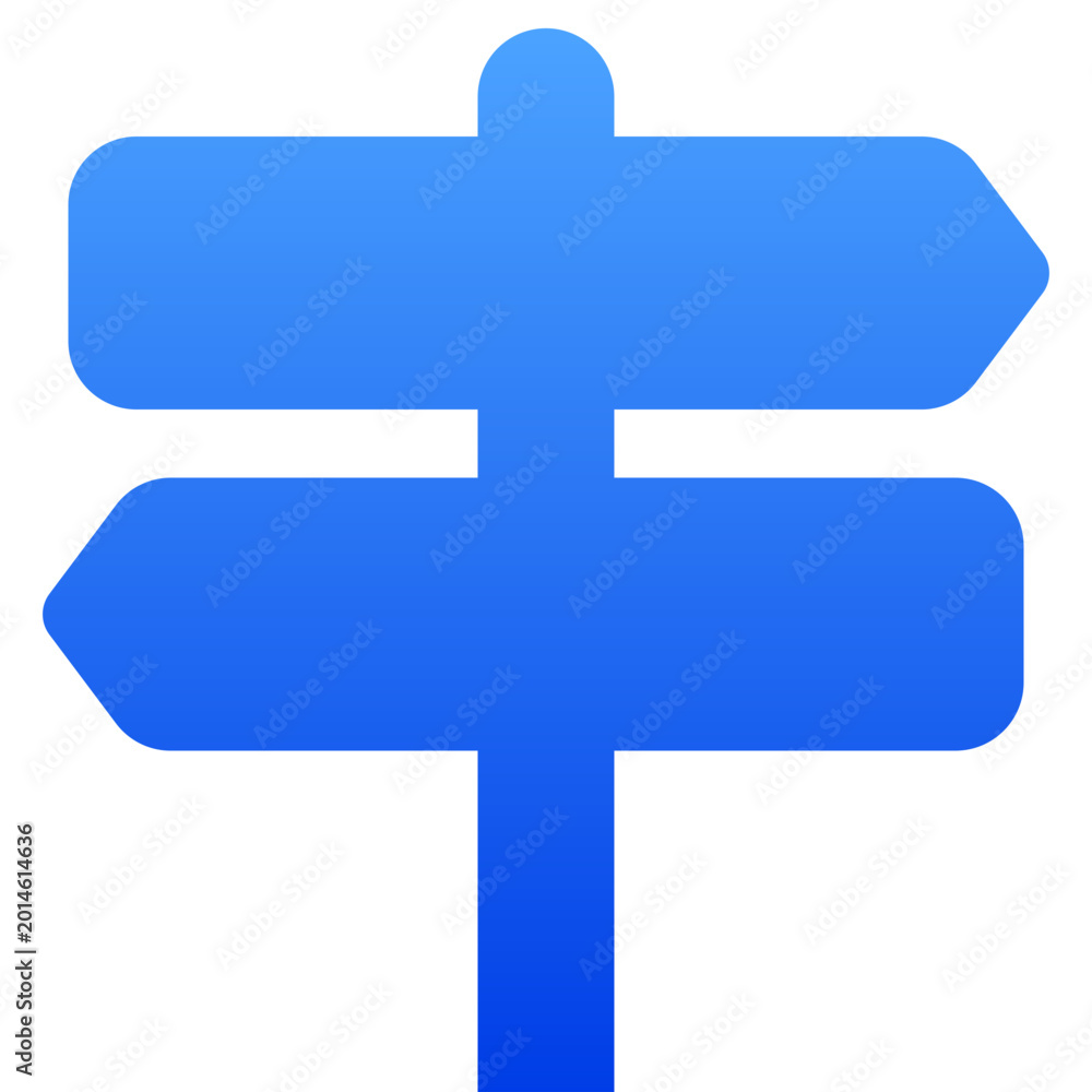 Obraz premium Vibrant blue double signpost icon for multi-direction navigation