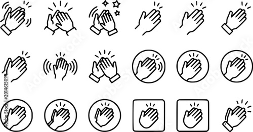 Clap icons illustration, editable stroke, flat design style isolated on white
