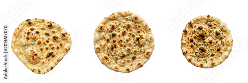 Tableau sur toile Traditional Toasted Naan Bread PNG, Indian Flatbread Food on Transparent Background, Homemade Baked Dough Clipart