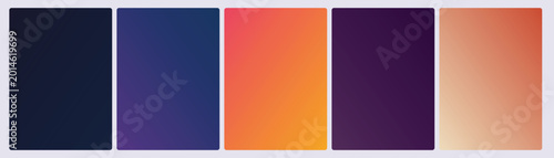 Foto Set of five luxe noir gradient cards in dark navy indigo crimson gold deep purpl