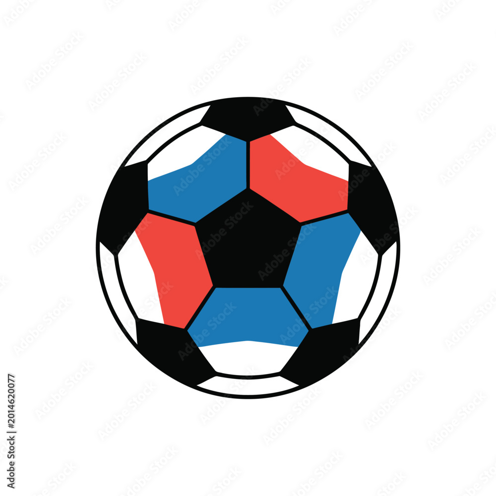 Obraz premium World Cup 2026 Poster, Classic Soccer Ball With Red Blue Panels, Modern Clean Style, Sports Designs For Advertising, Social Media