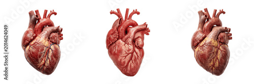 Realistic Human Heart Anatomy PNG, Cardiovascular System, Medical Organ Illustration on Transparent Background.