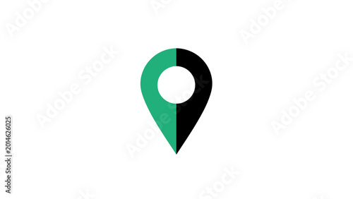 Obraz na płótnie Location marker icon, split vertically in green and black