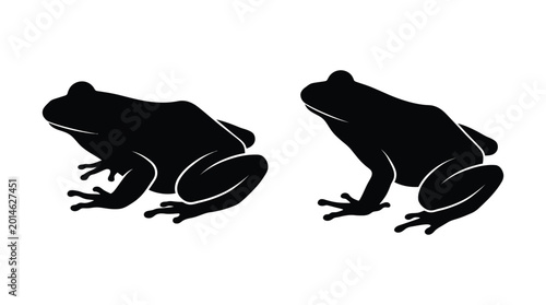 Foto Frog silhouettes two black amphibian shapes on a white background