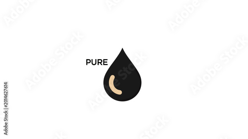 Valokuva Stylized droplet labeled PURE, symbolizing quality and purity