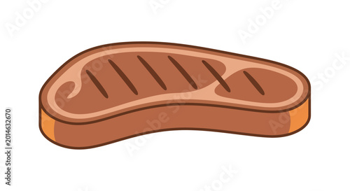 Cuadro en lienzo Stylized grilled steak with prominent grill marks and rich brown color