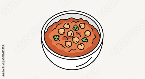 Tableau sur toile A cartoon bowl filled with a hearty chickpea curry garnished with fresh parsley