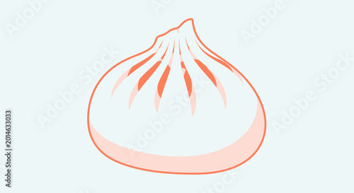 Fotografie A simple, minimalist illustration of a steaming, plump dumpling on a pale backgr