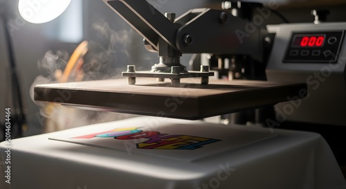 Professional heat press printing blank T-shirt customization mockup