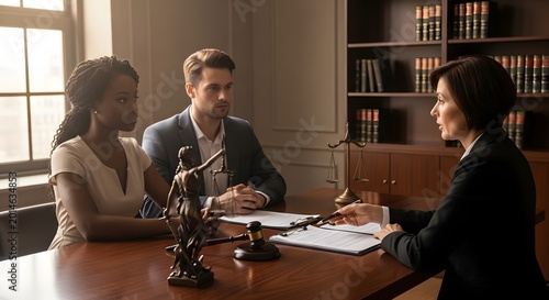 Professional meeting: Lawyer consulting client on legal contract