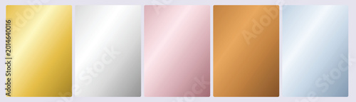 фотографія Set of five metallic sheen cards in champagne gold white silver blush rose burni