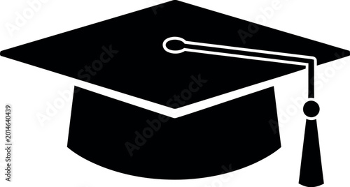 Quadro su tela Graduation cap vector icon, black academic mortarboard with tassel, university c