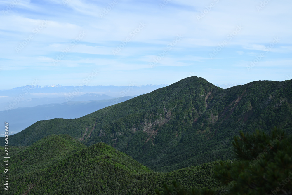 Fototapeta premium Climbing Mt. Akadake, Yatsugatake, Nagano, Yamanashi, Japan