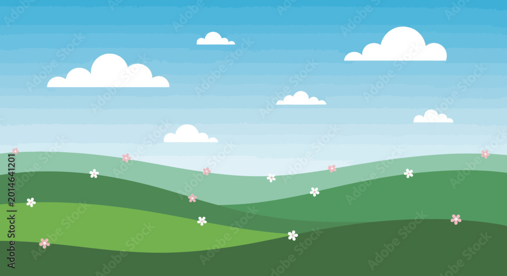 Fototapeta premium Green hills landscape scene.