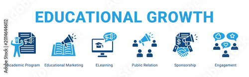 Cuadro en lienzo Educational Growth web banner icon concept,  with Academic Program, Educational Marketing, ELearning, Public Relation, Sponsorship, Engagem