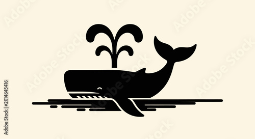 Foto Silhouette of a whale spouting water in the ocean