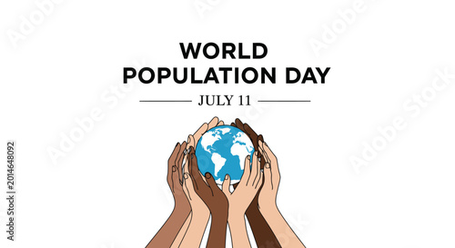 Photos Diverse human hands holding the globe for World Population Day.
