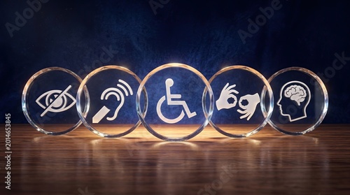 Disabled, Disability Signs, Icons are Visual Presentation. 