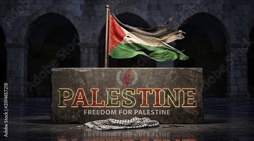 Flag of Palestine, State Flag of the Palestinian People - Symbol of Free Palestine.