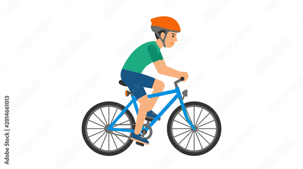 Obraz premium Boy riding a bicycle with helmet
