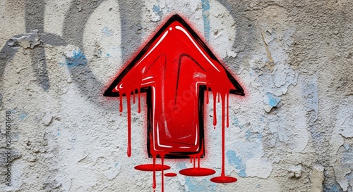 arrow sign on a brick wall