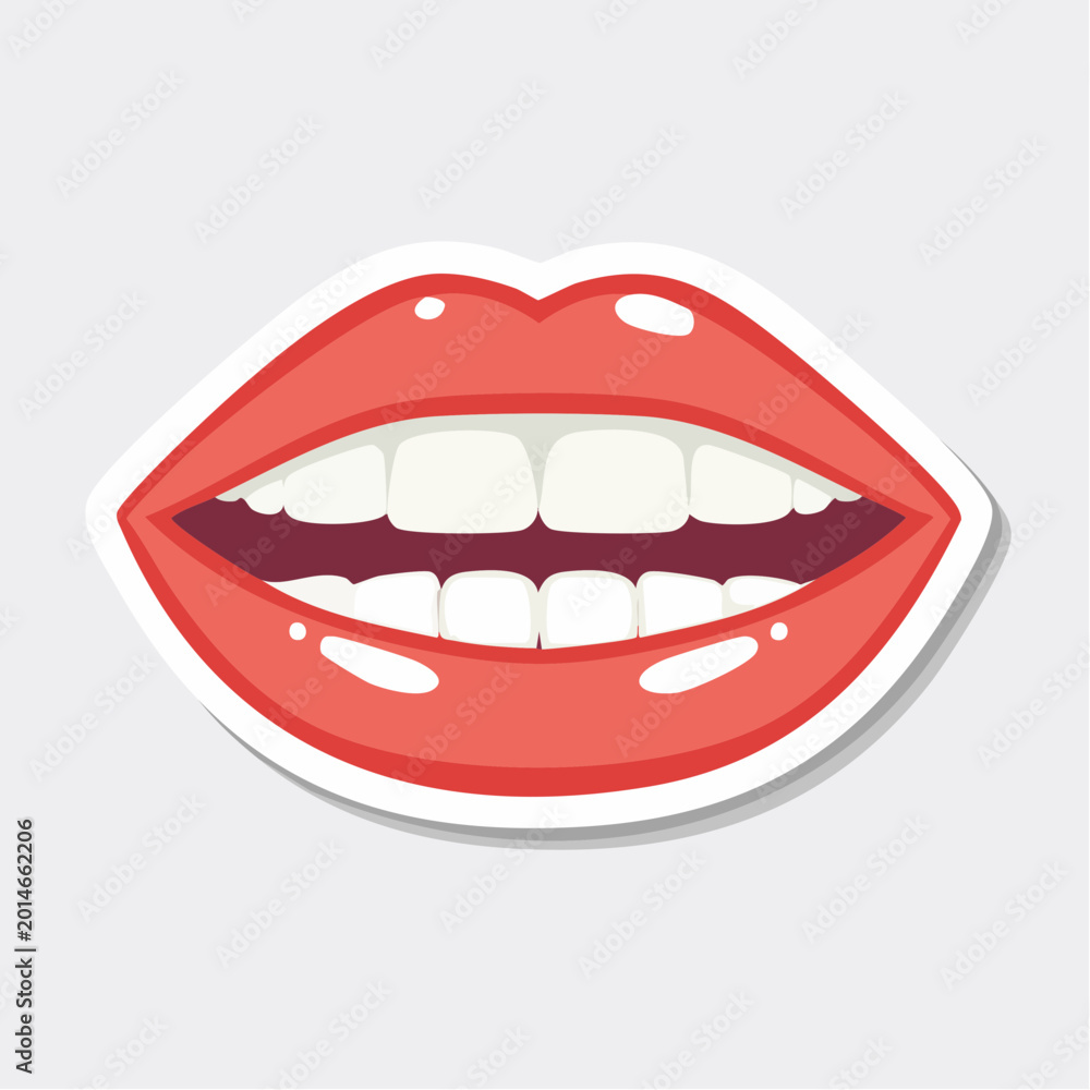Obraz premium Open Red Lips with White Teeth