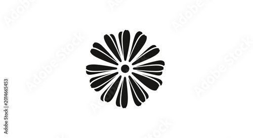 Canvastavla Minimalist black stylized flower with pointed petals radiating from center