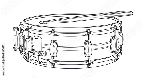 Fotografía Snare Drum with Drumstick on Top.