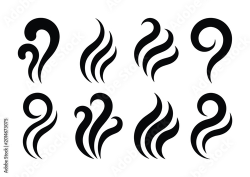 Collection of Black Smoke or Steam Swirl