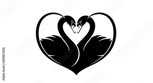 Black Swan Heart Symbol Silhouette Vector Illustration