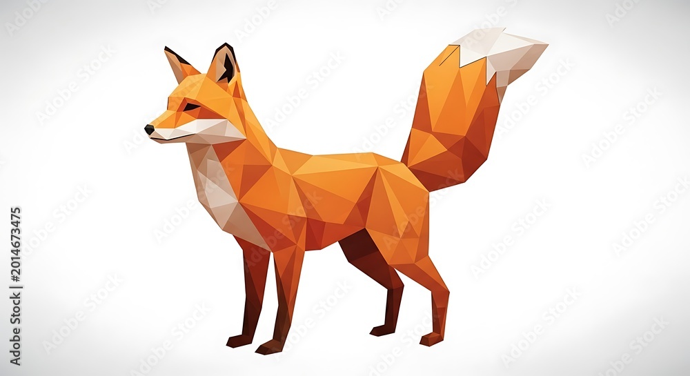 Fototapeta premium Geometric polygonal fox illustration standing.