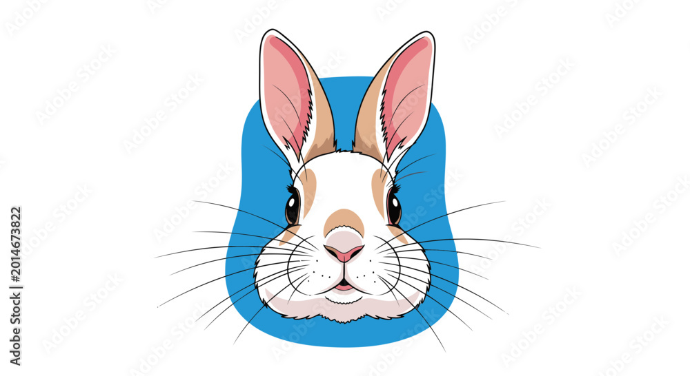 Obraz premium Cute Bunny Face Illustration Isolated on White Background