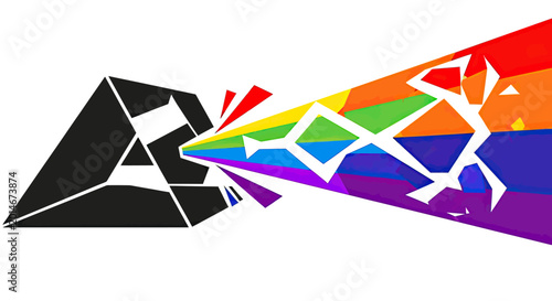 Bild auf Leinwand Abstract geometric shapes erupting into a rainbow spectrum