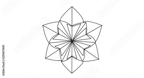 Bild auf Leinwand Intricate geometric starburst pattern with sharp, angular lines and curved outer