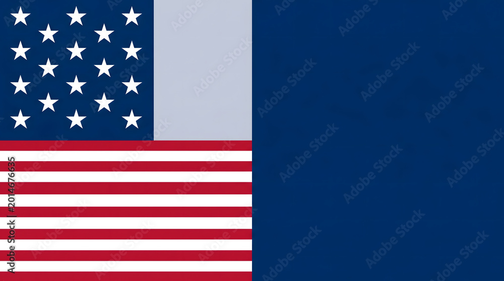 Fototapeta premium Abstract USA flag graphic with stars, stripes, and a large blue section, ideal for design templates or patriotic themes