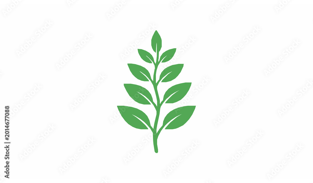 Naklejka premium Minimalist Stem with Leaves Vector Icon for Organic Nature and Eco Brand Design