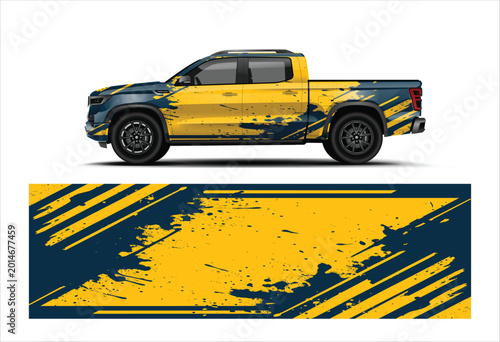 Yellow Blue Pickup Truck Wrap Livery Vector for Offroad Motorsport