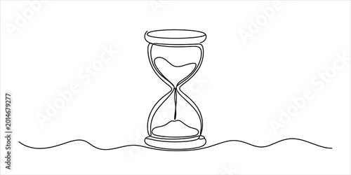Tableau sur toile Simple hourglass drawn in a continuous single line style representing the concep