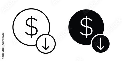Cuadro en lienzo Lower cost icon elements. icon in trendy flat and stroke style