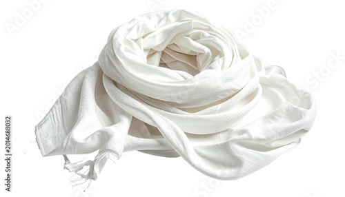Draped, folded, soft white textile with subtle texture and fringe