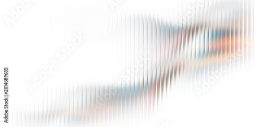 Abstract blue and white wavy lines flowing in soft motion blur on white background