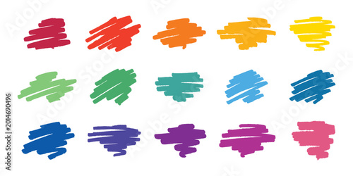 Fotografía Set of brush paint stroke texture swatch Hand painted background Ink scribble da